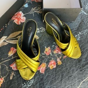 Gucci Gold Sylvia Mules